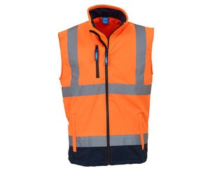 Yoko YK006 - Top cool open mesh 2 band and braces waistcoat (HVW120) Hi Vis Orange/Navy