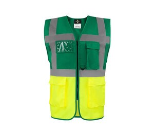 KORNTEX KX226 - COMFORT EXECUTIVE VEST "HAMBURG" Paramedic Green/ Yellow