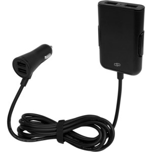 Tekiō® 124262 - Pilot dual car charger with QC 3.0 dual back seat extended charger